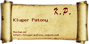 Kluger Patony névjegykártya